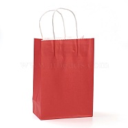 Pure Color Kraft Paper Bags, Gift Bags, Shopping Bags, with Paper Twine Handles, Rectangle, Red, 21x15x8cm(AJEW-G020-B-12)
