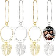 4 Sets 2 Colors Alloy Pendant Decoration Cabochon Settings, Flat Round with Wind, Platinum & Golden, Tray: 46mm, 170mm, 2sets/color(FIND-CA0004-32)