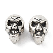 Tibetan Style Alloy Beads, Cadmium Free & Lead Free, Skull, Antique Silver, 14x9.5x10mm, Hole: 3mm(FIND-Q094-12F-AS)