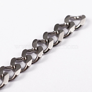 Men's Jewelry Making 201 Stainless Steel Curb Chains, Unwelded, Faceted, Stainless Steel Color, 5.5x4x1mm(CHS-A003B-1.2mm)