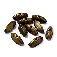 Tibetan Style Alloy Leaf Bead Caps, Cadmium Free & Nickel Free & Lead Free, Antique Bronze, 19.5x8x7mm, Hole: 2mm(X-TIBE-5231-AB-FF)