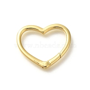 Rack Plating Heart Brass Spring Gate Rings, Long-Lasting Plated, Lead Free & Cadmium Free, Real 18K Gold Plated, 20.5x24.5x2.5mm, inner diameter: 13x20mm(KK-Z086-54G-04)