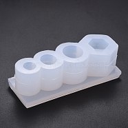 Lipstick Silicone Molds, Resin Casting Molds, For UV Resin, Epoxy Resin Making, White, 85x31x27.5mm, Inner Diameter: 9.5mm and 13mm, and 16.5mm, and 16x17mm(X-DIY-N003-02)