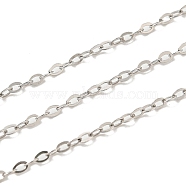 Rhodium Plated 925 Sterling Silver Flat Cable Chains, Soldered, Platinum, Link:1.6x1.2x0.5mm(STER-F052-04P-02)
