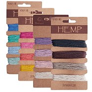 4 Cards 4 Style Jute Cord, Jute String, Jute Twine, for Arts Crafts DIY Decoration Gift Wrapping, Mixed Color, 1mm, about 5 yards/Colour,  4 colours/card, 1 card/style(OCOR-SZ0001-15)