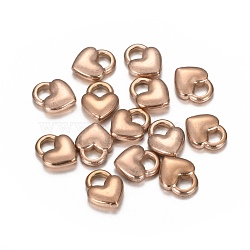 Ion Plating(IP) 304 Stainless Steel Charms, Heart Lock, Rose Gold, 11x9x3mm, Hole: 3x4mm(STAS-I157-04RG)