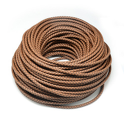 Leather Braided Cord, Goldenrod, 6mm, about 54.68 yards(50m)/bundle(WL-Q005-6mm-82)