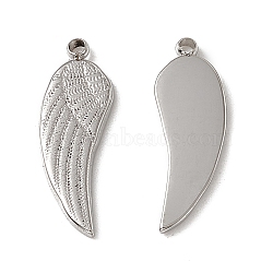 201 Stainless Steel Pendants, Wing Charm, Stainless Steel Color, 18x6x1.5mm, Hole: 1.2mm(STAS-J401-VC646)