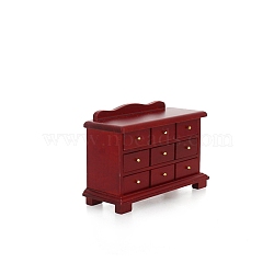 Wooden Miniature Ornaments, Micro Landscape Home Dollhouse Accessories, Storge Cabinet, Dark Red, 133x50x77mm(PW-WG3535B-02)