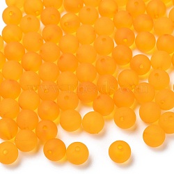 Round Transparent Acrylic Beads, Frosted, Orange, 10mm, Hole: 2mm(X-PL705-7)