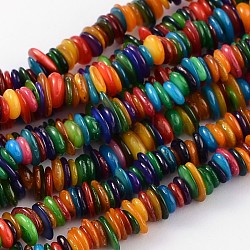 Natural Freshwater Shell Beads Strands, Dyed, Disc, Colorful, 5-10mm, Hole: 1mm, about 402pcs/strand, 32 inch(S23YD011)