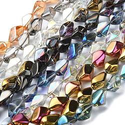 Electroplate Transparent Glass Beads Strands, Nuggets, Mixed Color, 22x12.5x15mm, Hole: 1.4mm, about 30pcs/strand, 25.20''(64cm)(EGLA-E060-01A)