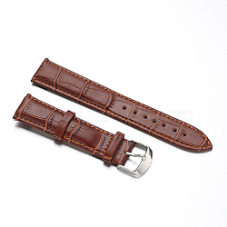 Leather Watch Bands, with Stainless Steel Clasps, Saddle Brown, 87x20x2mm, 125x18x2mm(WACH-M140-20#-04)