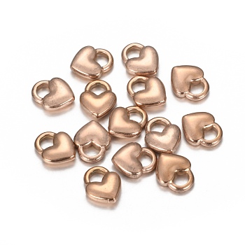 Ion Plating(IP) 304 Stainless Steel Charms, Heart Lock, Rose Gold, 11x9x3mm, Hole: 3x4mm