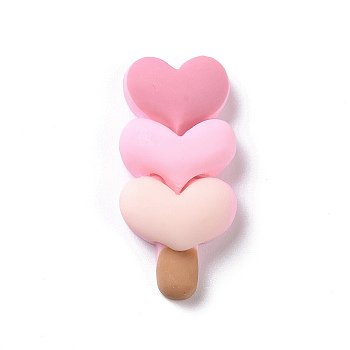 Cute Opaque Resin Decoden Cabochons, Ice Cream with Heart, Imitation Food, Pink, 32x15x8mm