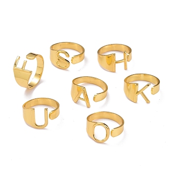 Alloy Cuff Finger Rings, Cadmium Free & Nickel Free & Lead Free, Alphabet, Golden, Random Mixed Letters, US Size 8(18.1mm)
