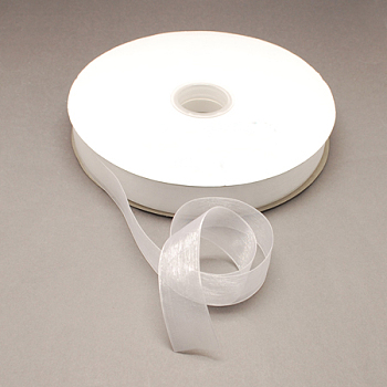 Nylon Organza Ribbon, White, 3/4 inch(19~20mm), 200yards/roll(182.88m/roll)