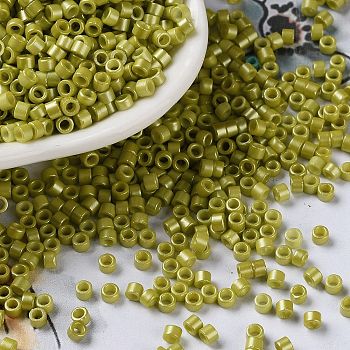 Baking Paint Glass Seed Beads, Cylinder, Olive, 2.5x2mm, Hole: 1.4mm, about 45359pcs/pound