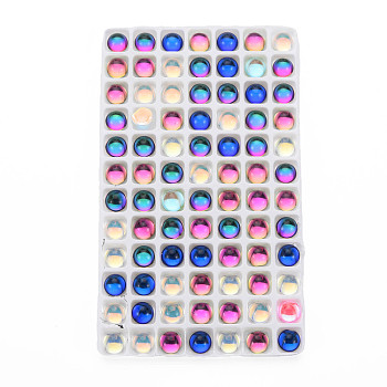 Transparent K9 Glass Cabochons, Flat Back, Half Round/Dome, Mixed Color, 8x4.5mm, about 84pcs/bag