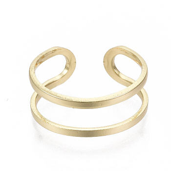 Brass Cuff Finger Rings, Open Rings, Nickel Free, Real 18K Gold Plated, US Size 6(16.5mm)