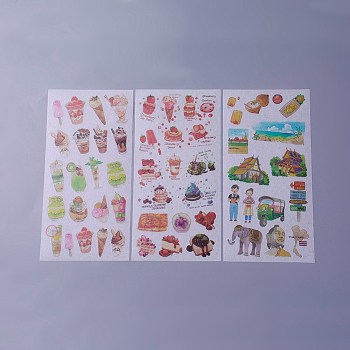 Scrapbook Stickers, Self Adhesive Picture Stickers,  Ice Cream Pattern, Colorful, 200x100mm