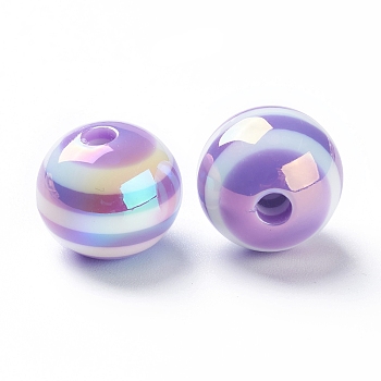 Stripe Resin Beads, AB Color, Rondelle, Medium Orchid, 15.5~16x13.5~14.5mm, Hole: 2.5~3.5mm