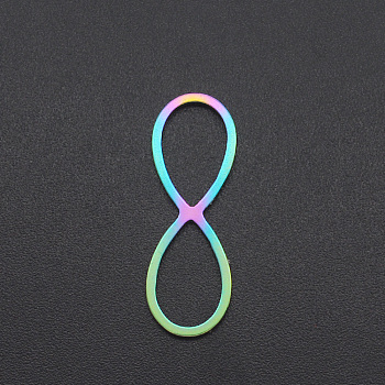 Ion Plating(IP) 201 Stainless Steel Links, Infinity, Laser Cut, Rainbow Color, 26x9x1mm
