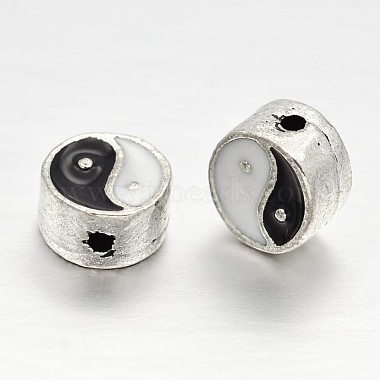 Antique Silver White Flat Round Alloy Beads