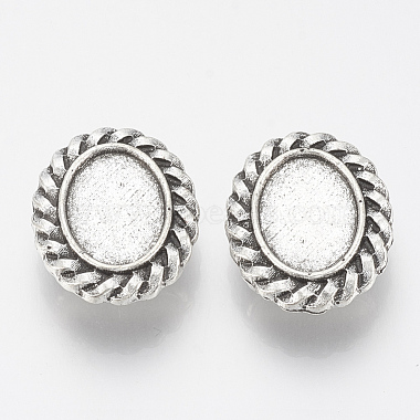 Antique Silver Oval Alloy Slide Charms