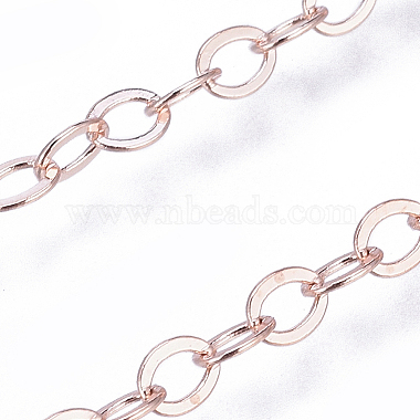Brass Flat Oval Cable Chains(X-CHC025Y-RG)-2