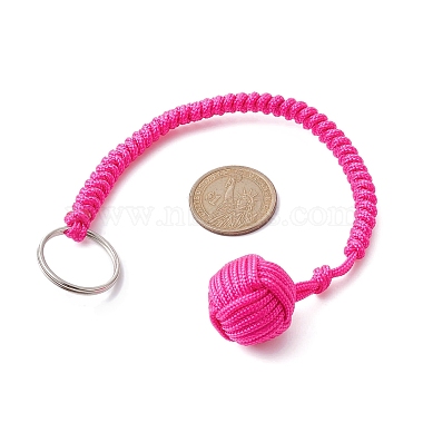 Outdoor Polyester & Spandex Cord Ropes Braided Wood Ball Keychains(KEYC-JKC00570)-3