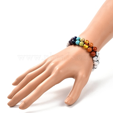 Round Synthetic Howlite & Mixed Stone Braided Bead Bracelet for Girl Wome(X1-BJEW-JB06961-02)-3