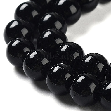 Perlas sueltas redondas de perlas de vidrio negro para joyería artesanal(X-HY-10D-B20)-2