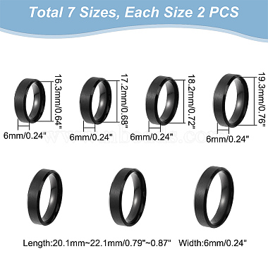 14Pcs 7 Styles Matte Style 304 Stainless Steel Wide Band Finger Rings for Women Men(RJEW-UN0002-52EB)-3
