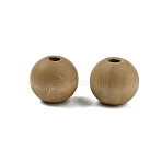 Wood European Beads, Matte Style, Round, Dark Goldenrod, 15mm, Hole: 4.7mm(WOOD-M014-01F)