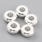 Brass Beads, Cadmium Free & Lead Free, Long-Lasting Plated, Flat Round, 925 Sterling Silver Plated, 4x1.5mm, Hole: 1.5mm(KK-O133-317C-S)