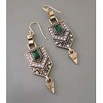 Alloy Rhinestone Dangle Earrings, Pentagon, Golden, 60x16mm(FS-WGCEAE4-01)