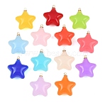 Acrylic Pendants, Star, with Golden Iron Loop, Mixed Color, 25.5-26x23.5x13.5mm, Hole: 1.5mm(FIND-E054-03)
