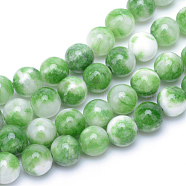 Natural Dyed White Jade Gemstone Bead Strands, Round, Lime Green, 6mm, Hole: 1mm, about 66pcs/strand, 15.7 inch(X-G-R271-6mm-XP01)