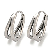 316 Surgical Stainless Steel Hoop Earrings, Ring, Antique Silver, 16.5x6mm(EJEW-D096-18E-AS)