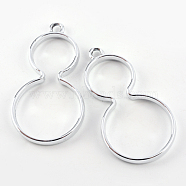 Rack Plating Alloy Gourd/Calabash Open Back Bezel Pendants, For DIY UV Resin, Epoxy Resin, Pressed Flower Jewelry, Cadmium Free & Nickel Free & Lead Free, Platinum, 47x25x3.5mm, Hole: 3mm(PALLOY-S047-04D-FF)