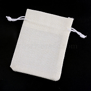 Polyester Imitation Burlap Packing Pouches Drawstring Bags, Creamy White, 23x17cm(X-ABAG-R005-17x23-21)