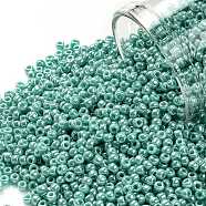 TOHO Round Seed Beads, Japanese Seed Beads, (132) Opaque Luster Turquoise, 11/0, 2.2mm, Hole: 0.8mm, about 1110pcs/bottle, 10g/bottle(SEED-JPTR11-0132)