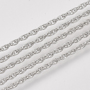 Soldered Brass Covered Iron Rope Chains, with Spool, Platinum, 3x2.5x0.3mm, about 328.08 Feet(100m)/roll(CH-S125-07B-P)