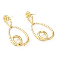 Teardrop Brass Dangle Stud Earrings, Long-Lasting Plated, Cadmium Free & Lead Free, Real 18K Gold Plated, 65.5x27.5mm(EJEW-G382-14G)
