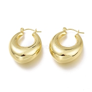Brass Hoop Earrings, Long-Lasting Plated, Oval, Real 18K Gold Plated, 31.5x24.3x12.3mm, Pin: 0.7mm(EJEW-H104-19G)