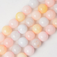 Natural Quartz Beads Strands, Dyed & Heated, Imitation Morganite Color, Round, Mixed Color, 6~6.5mm, Hole: 1mm, about 64pcs/Strand, 15.35 inch(39cm)(X-G-T129-10-6mm)