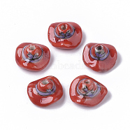 Handmade Porcelain Beads, Famille Rose Style, Lady Hat, Red, 15~16x9mm, Hole: 1.8mm(X-PORC-N004-03)
