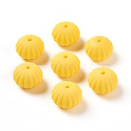 Food Grade Eco-Friendly Silicone Beads, Chewing Beads For Teethers, DIY Nursing Necklaces Making, Rondelle, Yellow, 18x13.5mm, Hole: 1.5mm(SIL-Q015-08)