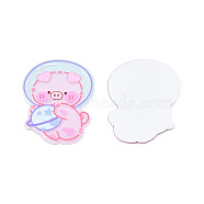 Printed Acrylic Cabochons, with Glitter Powder, Aerospace Style, Pig, Pearl Pink, 41.5x32.5x2mm(OACR-N135-69)